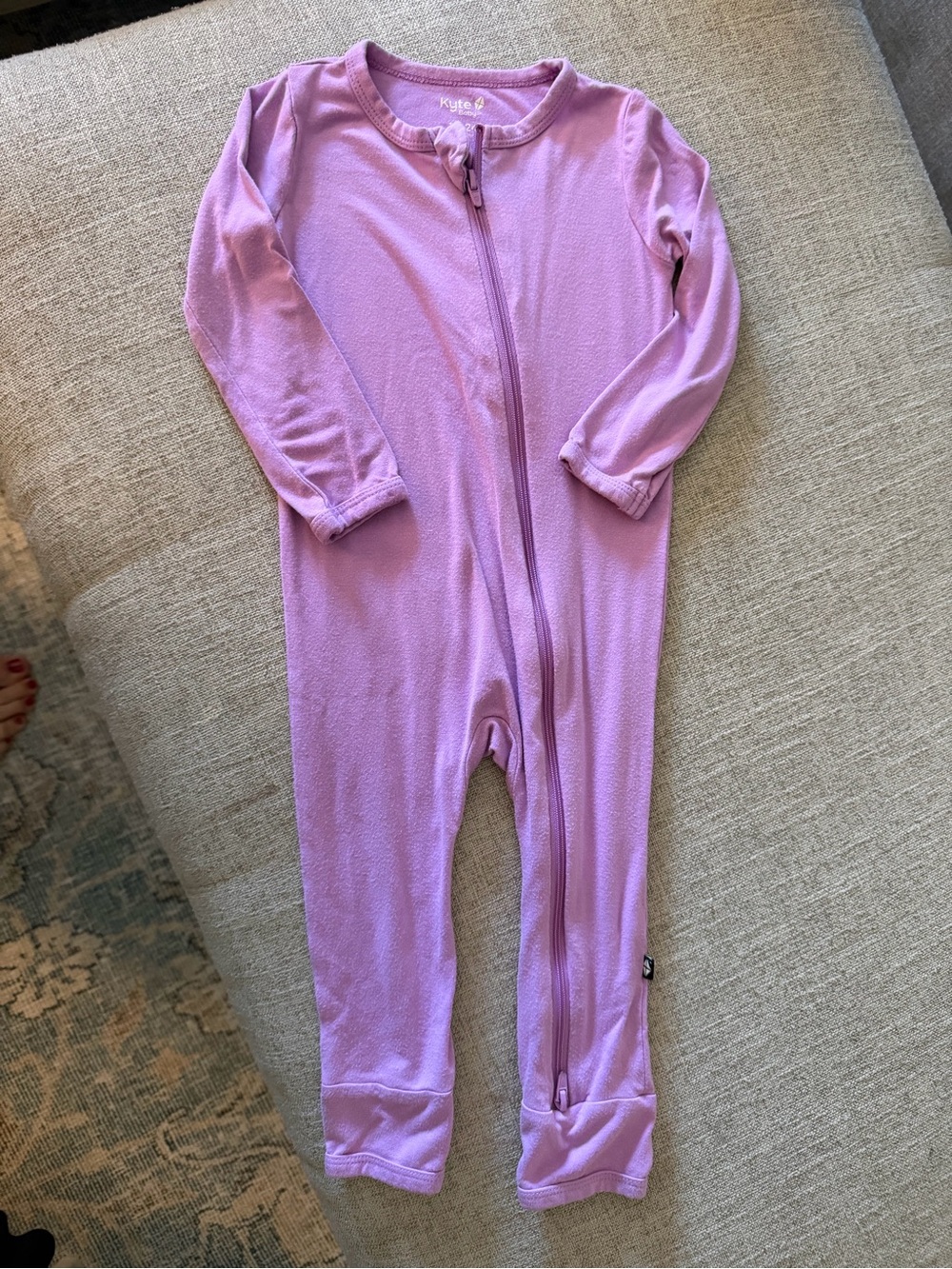 Kyte BABY zippered Romper Lavender Long-Sleeve Zipper Footie